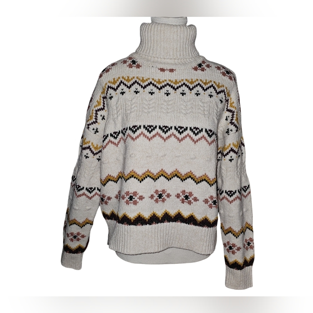 Evereve Womens Lyra Fair Isle Turtleneck Size Medium - Picture 3 of 15